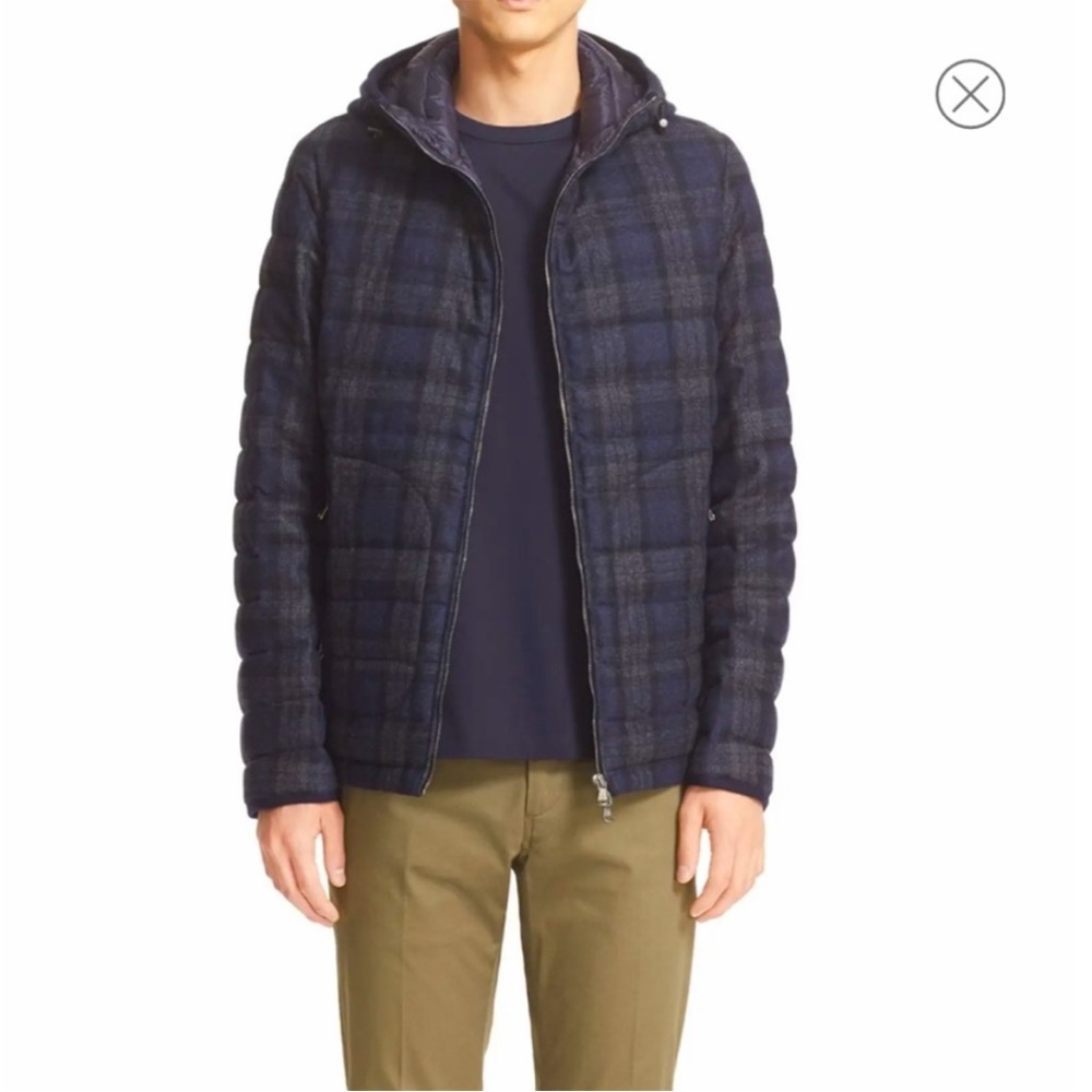 Moncler 'Blanchard' Tartan Plaid Wool Down Jacket